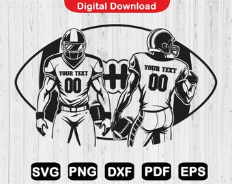 Personalized  Two Football Players SVG: Team Shirt Design (Digital Download)