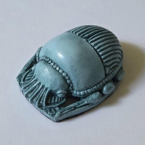 Replica Ancient Egyptian Faience Scarab Amulet Paper Weight (Resin) Made To Order