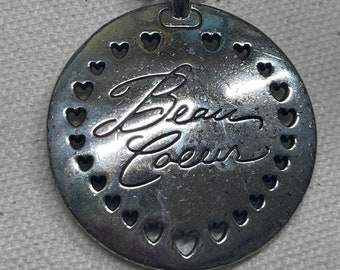 VINTAGE  Brighton Silverplated Silver Medallion Dangle PENDANT Extra Long Chain Necklace