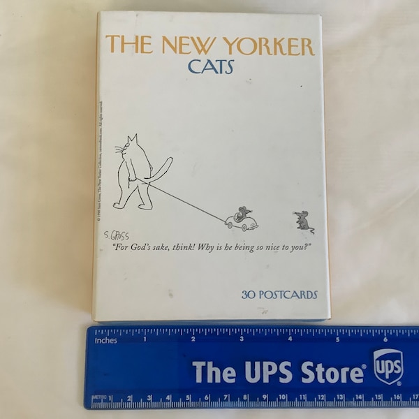 De New Yorker katten in dozen verpakte ansichtkaarten