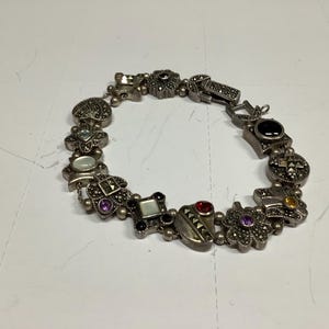 Vintage Sterling Silver and Multi Gemstone Bracelet