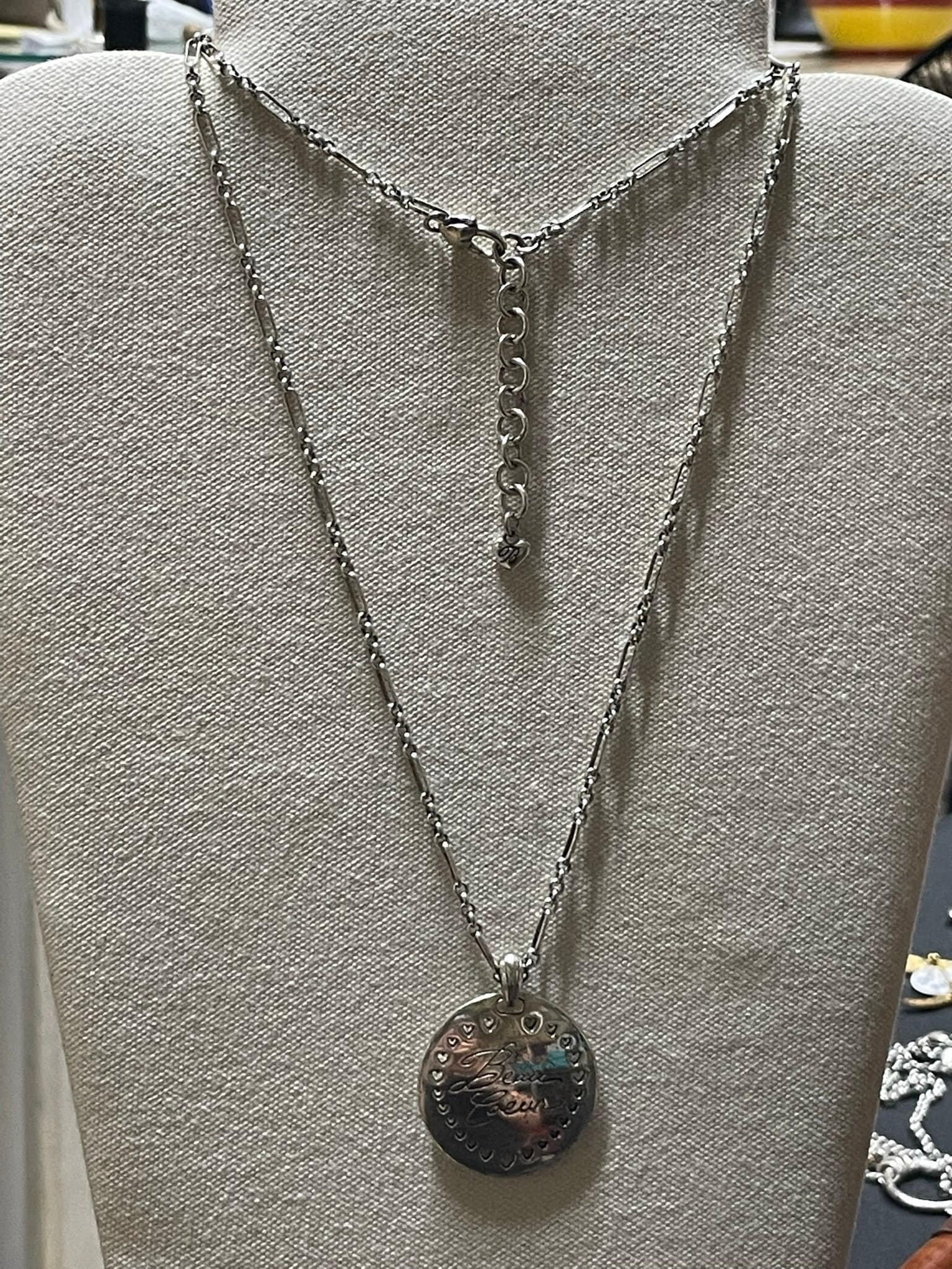 Collana Brighton CARLOTTA HEART Argento Placcato, Ciondolo Rettangolare, Nuova Con Etichette