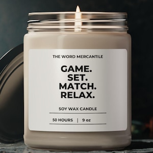 Tennis Gift Candle Game Set Match Relax Great Gift For Tennis Player Tennis Candle Tennis Lover Candle Tennis Fan Decor Match Mother&#39;s Day