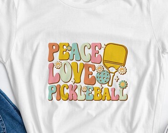Pickleball Women's Shirt Peace Love Pickleball Women's Short Sleeve T-shirt Pickleball Shirt Pickleball Tee Women Pickleball Gift Idea
