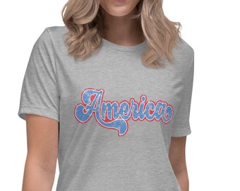 America Women's Relaxed T Shirt USA Shirt For Women American Shirt Women Patriotic Women Shirt American Graphic Tee Women Patriotic Gift