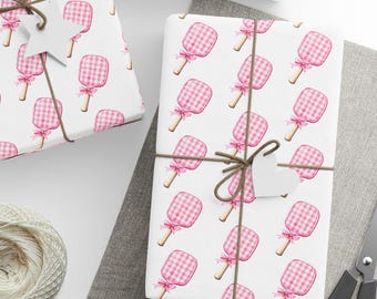 Pickleball Rosa Vichykaro Geschenkpapier Pickleball Babyparty Geburtstagsgeschenkverpackung Sportgeschenk Verpackung Pickleball