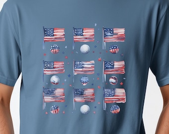 Patriotic Golf T-Shirt Ideal for 4th of July American Pride Apparel Men or Women's Tee for Golf Lovers Independence Day Shirt  USA Golf Gift