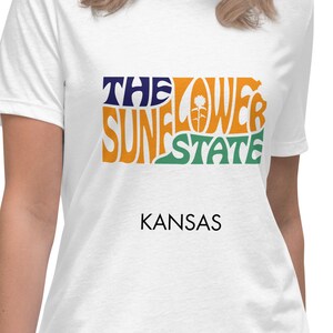 Maglietta Kansas Maglietta da donna Maglietta con soprannome dello Stato del Girasole Maglietta da donna con stato Idea regalo Maglietta Kansas Prodotti dello stato Regalo Kansas