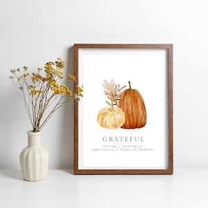 Grateful Art Print Grateful Wall Decor Gratitude Artwork Gratitude Home Decor Farmhouse Style Print Artwork Fall Gift Idea Thanksgiving Art