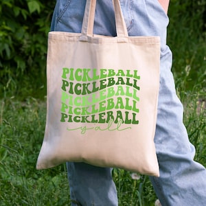 Pickleball Canvas Tote Bag, Pickleball Tote Bag  Pickleball Y'all Shopping Bag Reusable Tote Shoulder Bag Market Gift Pickle Ball