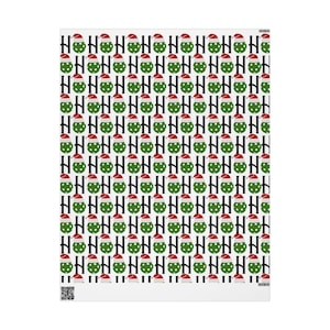 Pickleball Wrapping Paper Pickleball Christmas Gift Wrap Santa Hat Design Holiday Wrapping Paper Festive Gift Wrap Christmas Pickleball Gift
