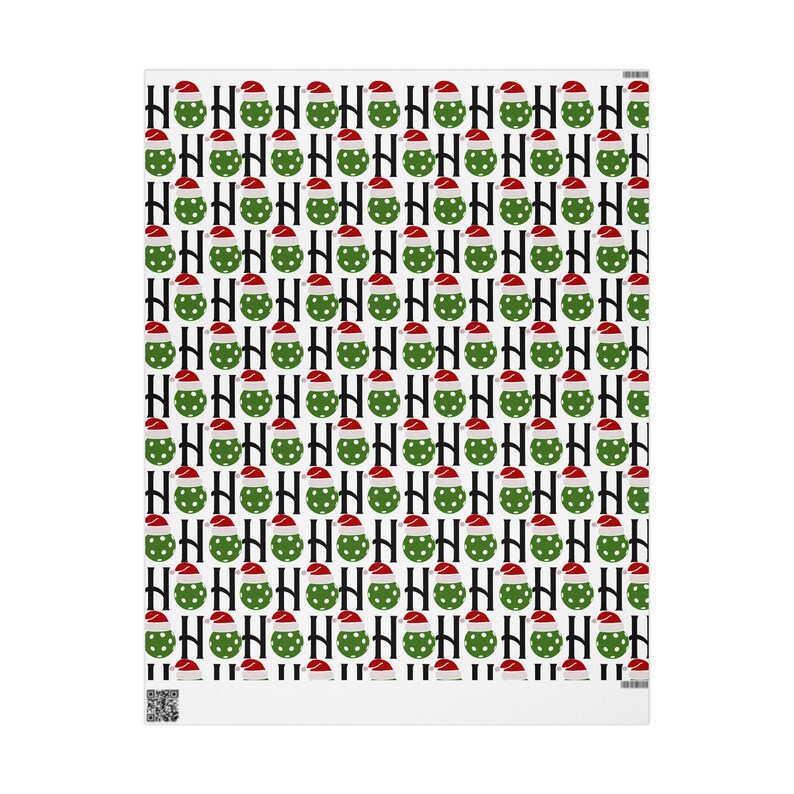 Pickleball Wrapping Paper Pickleball Christmas Gift Wrap Santa Hat Design Holiday Wrapping Paper Festive Gift Wrap Christmas Pickleball Gift