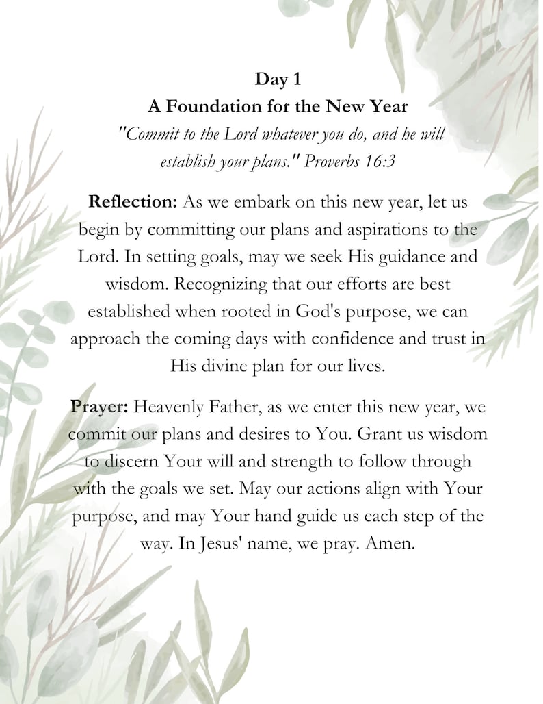 Devotional Reflection 7 Days New Year Devotional Printable Devotional With Scriptures ...