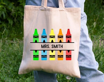 Teacher Gift Idea Teacher Tote Bag Gift Custom Teacher Gift For Teacher Personalized Gift For Teacher crayons Tote Bag For Teaching Class
