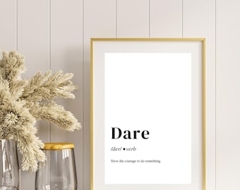 Dare Definition Art Print Dare Wall Art Words Dare Wall Decor Dare Print Definition Wall Decor Dare Gift Idea Decor Gift Idea Word Art
