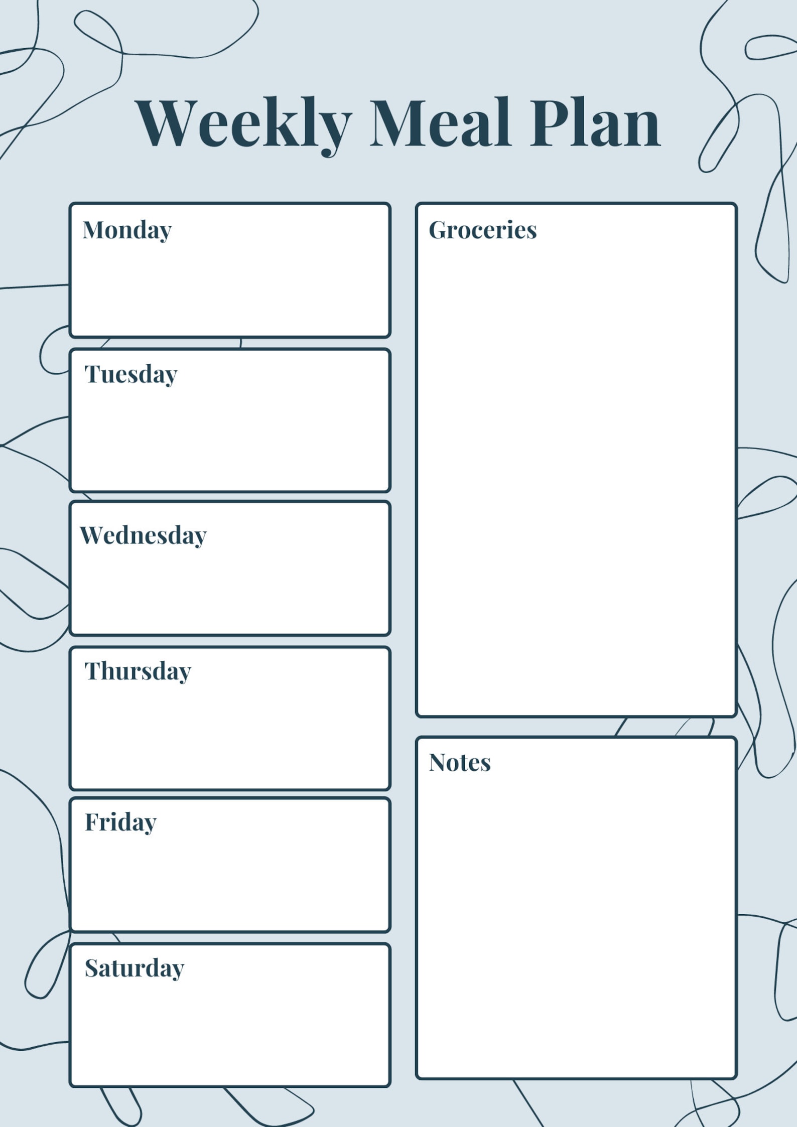 Meal Planner Digital Printable Meal Planner Print Plan Meals Weekly ...
