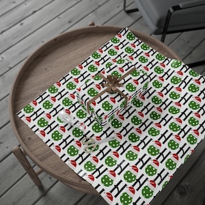 Pickleball Wrapping Paper Pickleball Christmas Gift Wrap Santa Hat Design Holiday Wrapping Paper Festive Gift Wrap Christmas Pickleball Gift