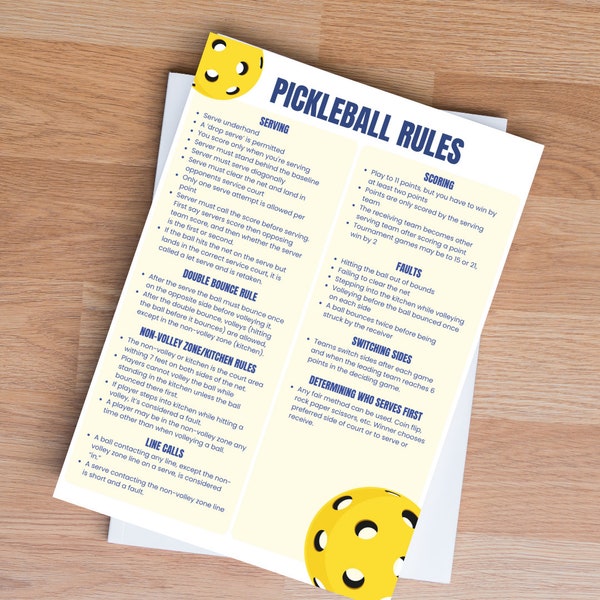 Pickleball Rules Printable Rule Sheet For Pickleball Cheat Sheet Pickleball Rules Digital Download Pickleball Instructions Pickleball Print