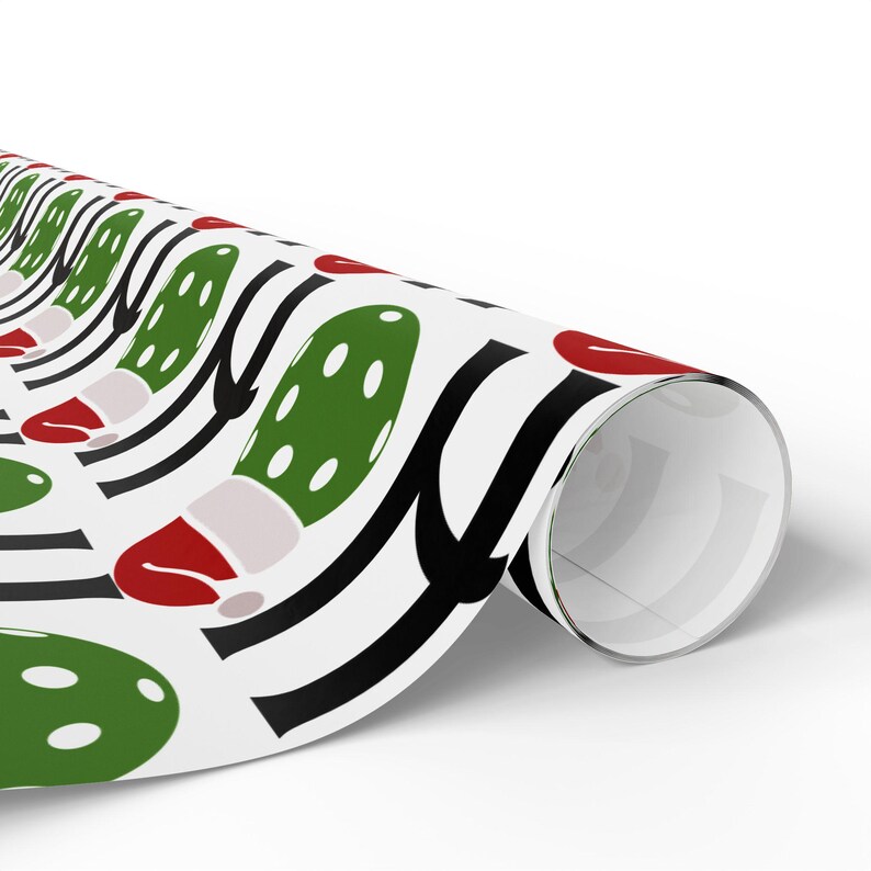 Pickleball Wrapping Paper Pickleball Christmas Gift Wrap Santa Hat Design Holiday Wrapping Paper Festive Gift Wrap Christmas Pickleball Gift
