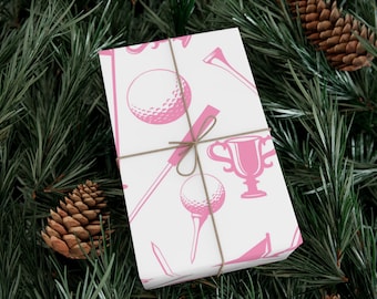 Golf Wrapping Paper Golfer Gift Wrap Paper Pink Golf Design Golf Pattern Wrapping Paper Gift Packaging Present Decoration Birthday Christmas