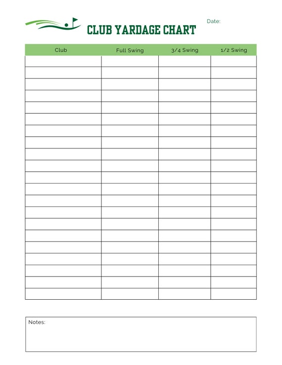 Buy Golf Yardage Chart Golf Club Yardage Tracking Chart for Golfers New Club Yard Tracking Yards Club Hits Chart for Golfers Printable Yardage Online in India Etsy