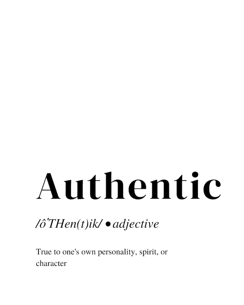 Authentic Definition Art Print Authentic Wall Art Words Authentic Wall ...