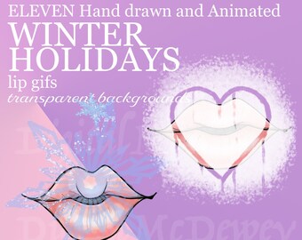 Holiday/NewYearsEve Kisses Bundle of 11 GIFs/Digital Stickers/social media/blogs/digital planners/invitations/clipart