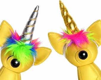 Handmade Unicorn Horn Pet Headband, Rainbow Mane Dog Cat Costume