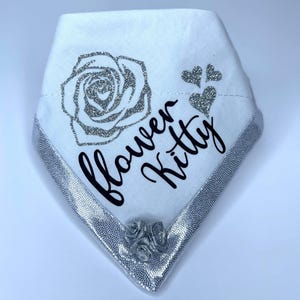 Wedding Pet Bandana: Silver Roses, Flower Girl Dog Collar