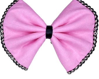 Pink Glitter Studded Dog Bow Tie, Punk Pet Bowtie, Cat Bow Tie Collar Accessory