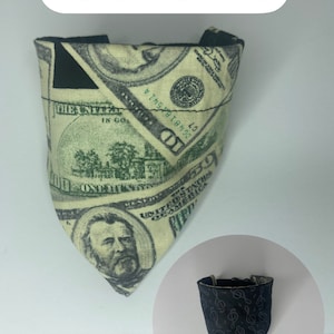 Reversible Dog Bandana: Money & Music Costume, Optional Scrunchie