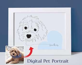 Ritratto di animale domestico personalizzato: disegno digitale minimalista (download digitale)