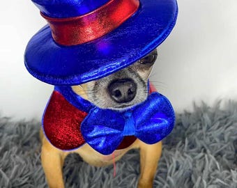 Patriotic Dog Outfit Uncle Sam Costume, 4th of July Dog Bandana & Hat, Memorial Day Pet Outfit, USA Dog Costume, Independence Day Dog