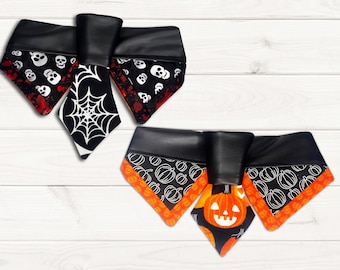 Halloween Dog Collar Kipper Tie - Blood Splatter, Skeletons & Pumpkins