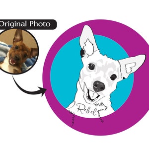 カスタムペットポートレート、ペットポートレートカスタム、ペット線画、犬ポートレートカスタムペイント、線画ペットポートレート、カスタムペット線画