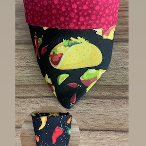 Taco and Peppers custom Dog Bandana,  tea cup and all size dog back wear,  hand made pet taco bandana, cat taco bandana