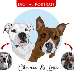 Custom 2 pet portrait, pet portrait custom, personalized 2 pet portrait , custom painting, digital pet portrait, custom pet drawing, logo