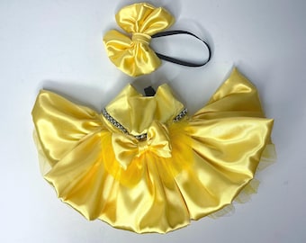 Luxury Yellow Pet Tutu Skirt: Party dog or cat Costume with Elastic Waist
