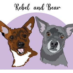 Custom 2 pet portrait, pet portrait custom, personalized 2 pet portrait , custom painting, digital pet portrait, custom pet drawing, logo
