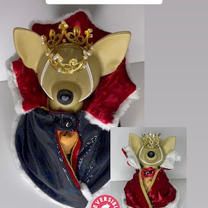 Black and  red Count’s Robe /Royal vampire, Dracula robe for cats and dogs, king cat cape with crown included countess Dracula Halloween