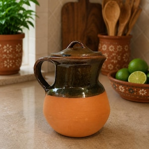 Handmade Mexican Coffee Pot | Rustic Clay Café de Olla Pot | Traditional Mexican Pottery Coffee Server | Terracotta Kitchen Decor