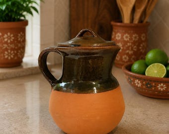 Handmade Mexican Coffee Pot | Rustic Clay Café de Olla Pot | Traditional Mexican Pottery Coffee Server | Terracotta Kitchen Decor
