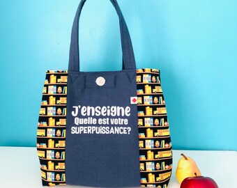Teacher Lunch Bag French Teacher Bag French Teacher Gift Teacher Appreciation Teacher Gift for Her Fieldtrip Bag French Teacher Accessory