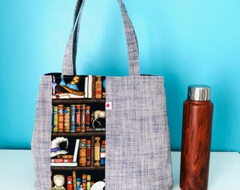 Lunch Bag Women Purse Library Book Bag Lunch Bag Yarn Bag Travel Bag Book Lover Gift Teacher Lunch Bag Teacher Gift for Her Librarian