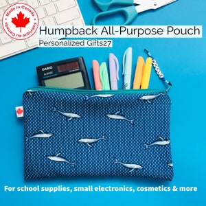Sac à fermeture éclair baleine pochette baleine cadeau amoureux de l'océan pour son sac d'école baleine à bosse sac cosmétique baleine cadeau baleine bleue pour lui professeur de biologie