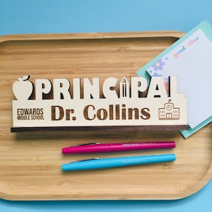 Desk Name Sign School Principal Name Plate Gift for School Principal Office Desk Sign Vice Principal Gift for Him Teacher Name Plate