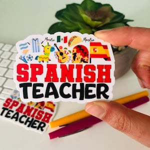 Spanish Classroom Decor Spanish Teacher Gift for Her Sticker Laptop Spanish Teacher Decal Spanish Flag Decal Classroom Sticker