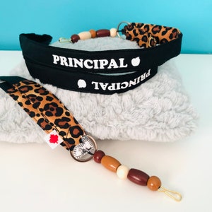 Principal Gift for Her Teacher Lanyard and Badge Holders for Teacher Leopard Lanyard for Keys School Principal Appreciation Gift