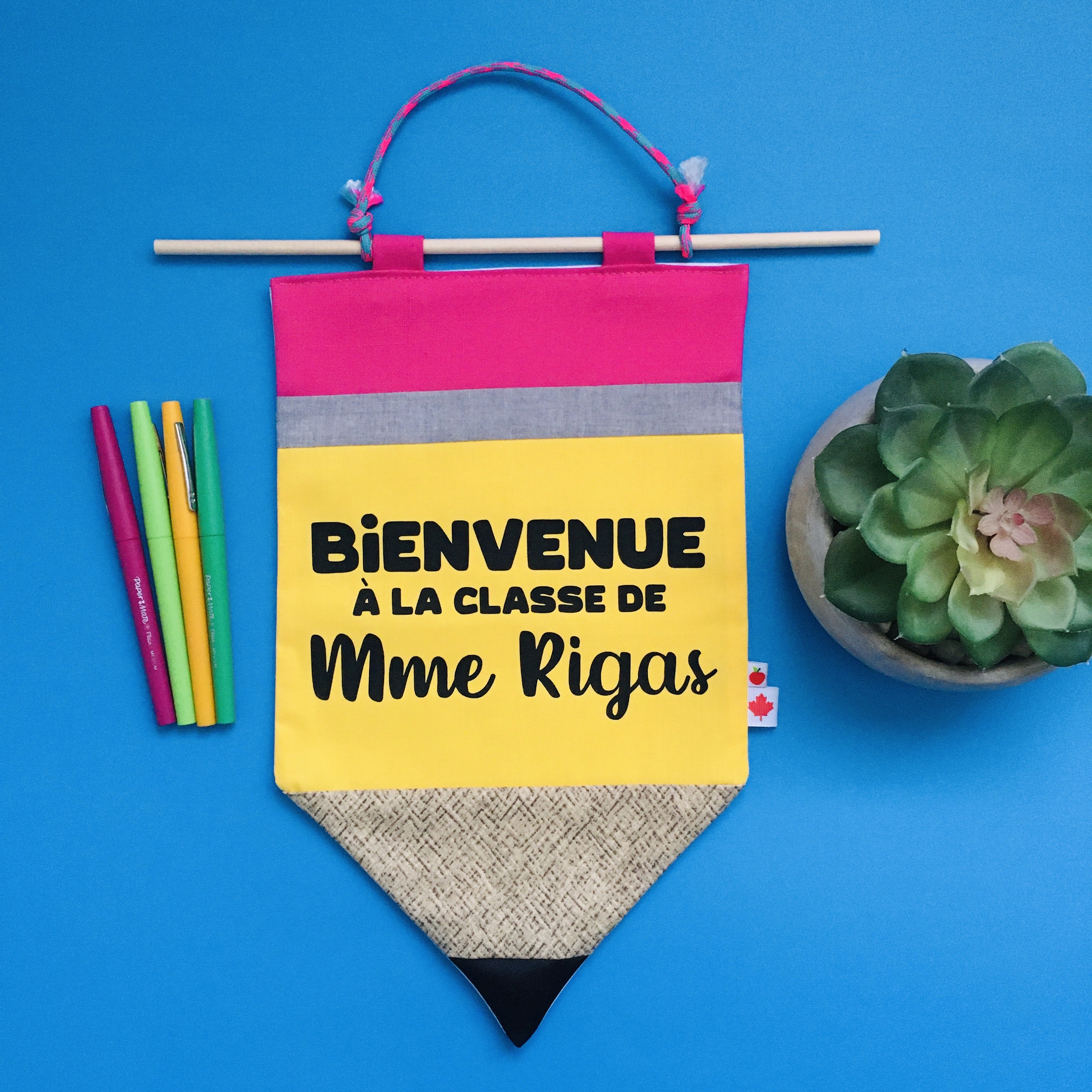 Classroom Decor Welcome Banner Pencil Teacher Gift For Her Classroom Banner Personalized Wall Sign Welcome to Classroom French Teacher Sign