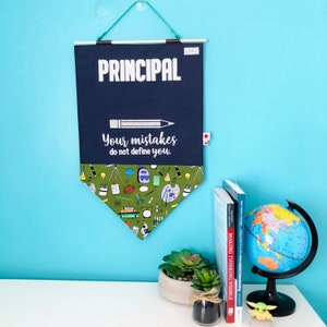 Gift for School Principal Office Wall Hanging for School Principal Office Décor Personalized Name Banner for Principal Name Sign